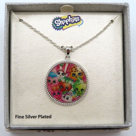 Shopkins Fine Plated Silver Character Image Round Pendant Charm Necklace NEW - Picture 5 of 5